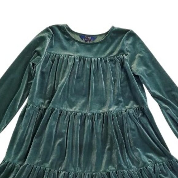 Ralph Lauren Emerald Green Velvet Dress Size 12-14 - Picture 2 of 5